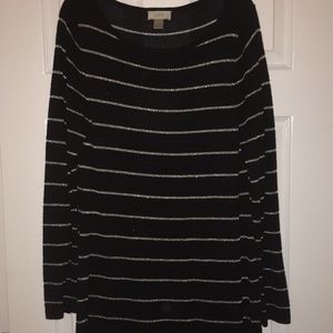 LOFT black and silver lightweight knit dress, EUC
